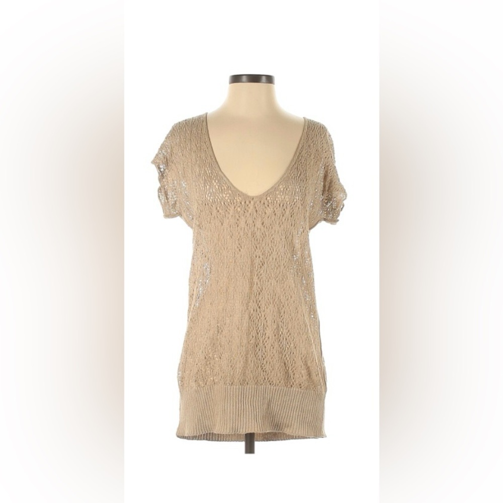 Banana Republic 100% Linen Crochet Open Knit VNeck Sweater. Size Small.
